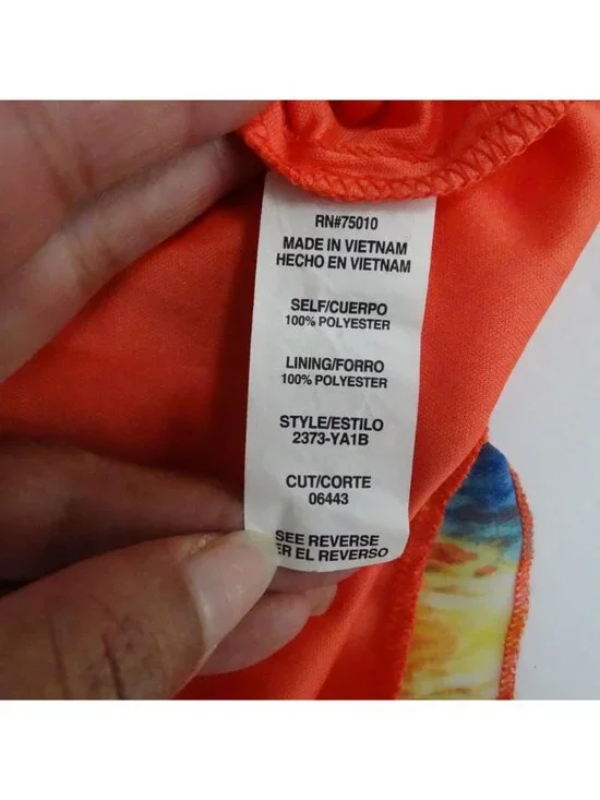 City Triangles Orange Blue Sleeveless Asymmetric Dress Women Size XL Necklace - Picture 7 of 11